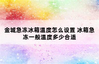 金城急冻冰箱温度怎么设置 冰箱急冻一般温度多少合适